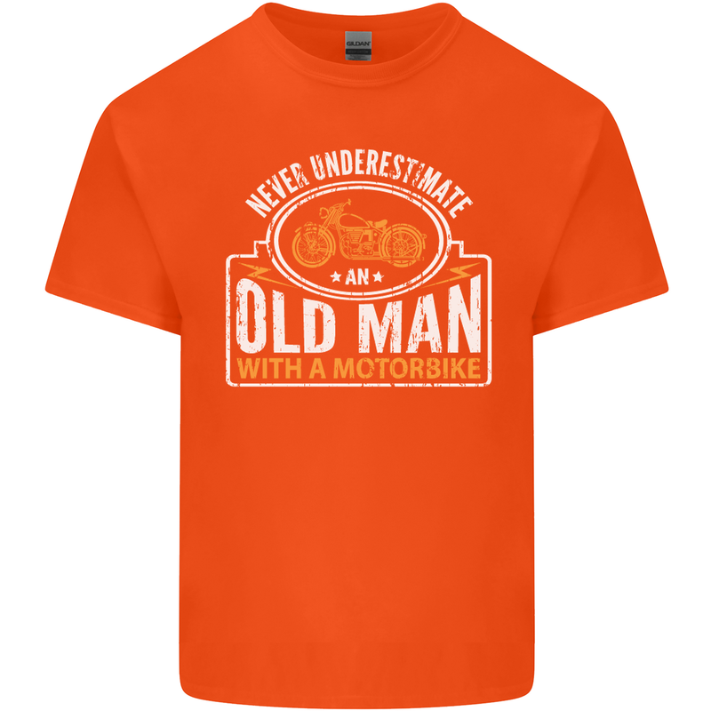 Old Man Motorcycle Motorbike Biker Funny Mens Cotton T-Shirt Tee Top Orange