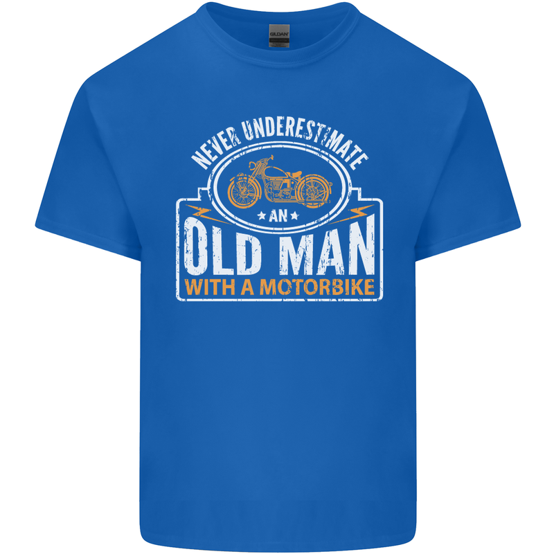 Old Man Motorcycle Motorbike Biker Funny Mens Cotton T-Shirt Tee Top Royal Blue