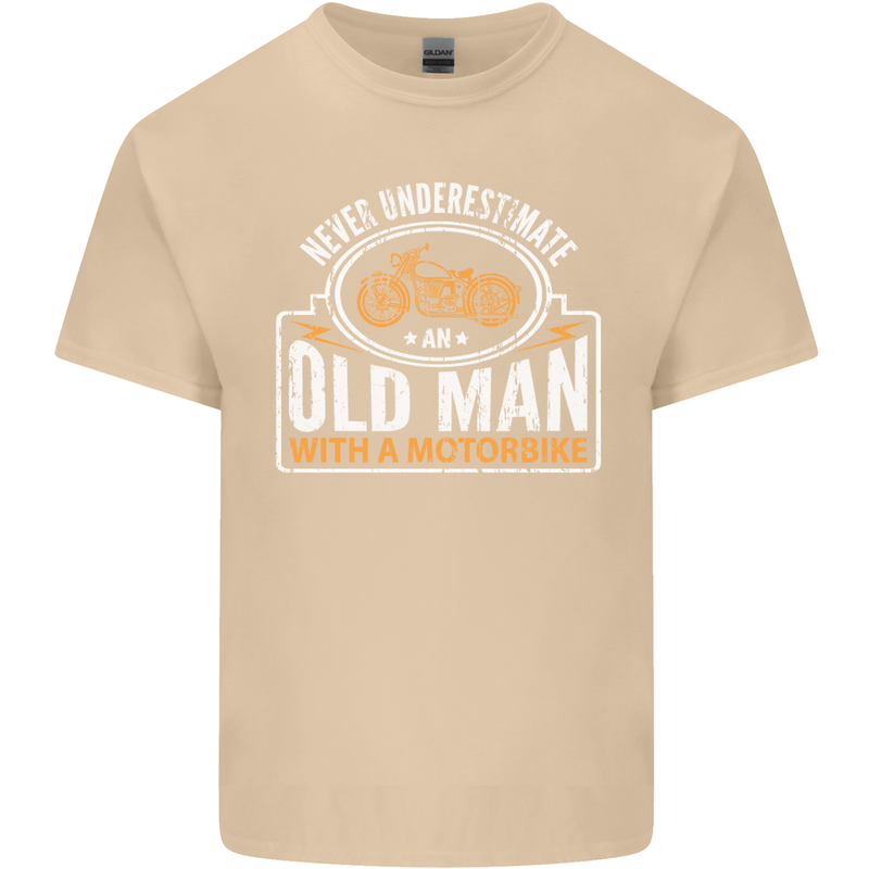 Old Man Motorcycle Motorbike Biker Funny Mens Cotton T-Shirt Tee Top Sand