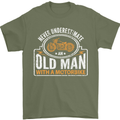 Old Man Motorcycle Motorbike Biker Funny Mens T-Shirt Cotton Gildan Military Green