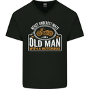 Old Man Motorcycle Motorbike Biker Funny Mens V-Neck Cotton T-Shirt Black