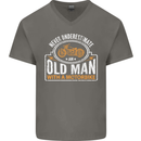 Old Man Motorcycle Motorbike Biker Funny Mens V-Neck Cotton T-Shirt Charcoal