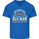 Old Man Motorcycle Motorbike Biker Funny Mens V-Neck Cotton T-Shirt Royal Blue