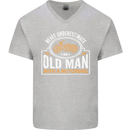 Old Man Motorcycle Motorbike Biker Funny Mens V-Neck Cotton T-Shirt Sports Grey