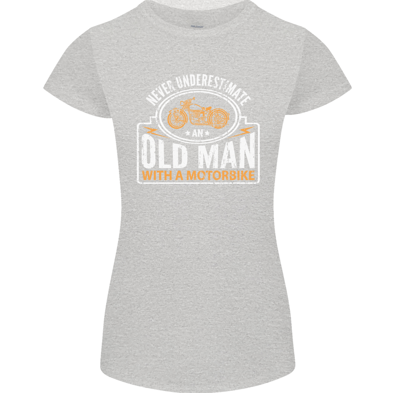 Old Man Motorcycle Motorbike Biker Funny Womens Petite Cut T-Shirt Sports Grey