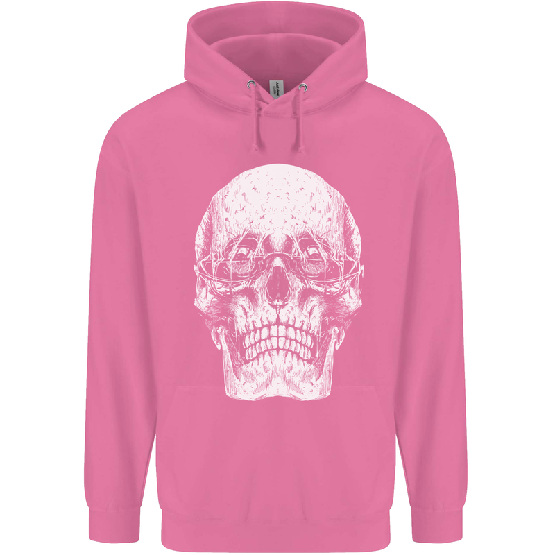 Old Man Skull With Glasses Gothic Biker Childrens Kids Hoodie Azalea
