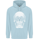 Old Man Skull With Glasses Gothic Biker Childrens Kids Hoodie Light Blue