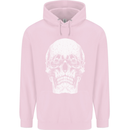 Old Man Skull With Glasses Gothic Biker Childrens Kids Hoodie Light Pink