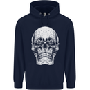 Old Man Skull With Glasses Gothic Biker Childrens Kids Hoodie Navy Blue