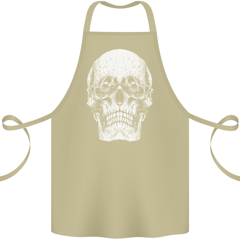 Old Man Skull With Glasses Gothic Biker Cotton Apron 100% Organic Khaki