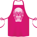 Old Man Skull With Glasses Gothic Biker Cotton Apron 100% Organic Pink