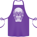 Old Man Skull With Glasses Gothic Biker Cotton Apron 100% Organic Purple