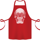 Old Man Skull With Glasses Gothic Biker Cotton Apron 100% Organic Red