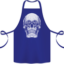 Old Man Skull With Glasses Gothic Biker Cotton Apron 100% Organic Royal Blue
