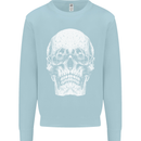 Old Man Skull With Glasses Gothic Biker Kids Sweatshirt Jumper Light Blue