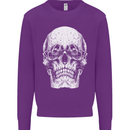 Old Man Skull With Glasses Gothic Biker Kids Sweatshirt Jumper Purple