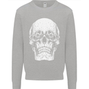 Old Man Skull With Glasses Gothic Biker Kids Sweatshirt Jumper Sports Grey