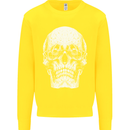 Old Man Skull With Glasses Gothic Biker Kids Sweatshirt Jumper Yellow