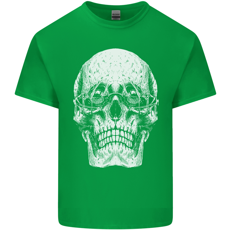 Old Man Skull With Glasses Gothic Biker Kids T-Shirt Childrens Irish Green