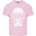 Old Man Skull With Glasses Gothic Biker Kids T-Shirt Childrens Light Pink