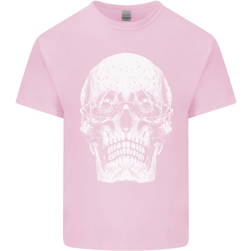 Old Man Skull With Glasses Gothic Biker Kids T-Shirt Childrens Light Pink