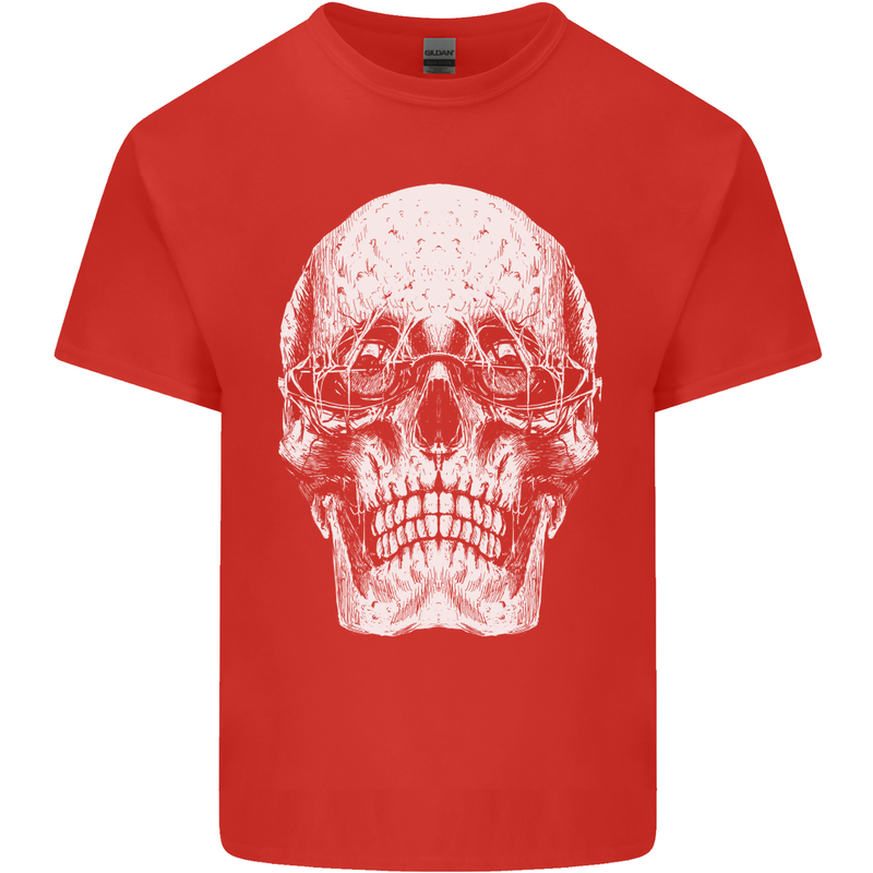 Old Man Skull With Glasses Gothic Biker Kids T-Shirt Childrens Red
