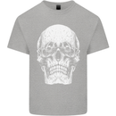 Old Man Skull With Glasses Gothic Biker Kids T-Shirt Childrens Sports Grey