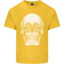Old Man Skull With Glasses Gothic Biker Kids T-Shirt Childrens Yellow