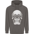 Old Man Skull With Glasses Gothic Biker Mens 80% Cotton Hoodie Charcoal