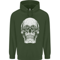 Old Man Skull With Glasses Gothic Biker Mens 80% Cotton Hoodie Forest Green