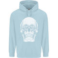 Old Man Skull With Glasses Gothic Biker Mens 80% Cotton Hoodie Light Blue