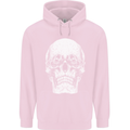 Old Man Skull With Glasses Gothic Biker Mens 80% Cotton Hoodie Light Pink