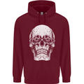 Old Man Skull With Glasses Gothic Biker Mens 80% Cotton Hoodie Maroon