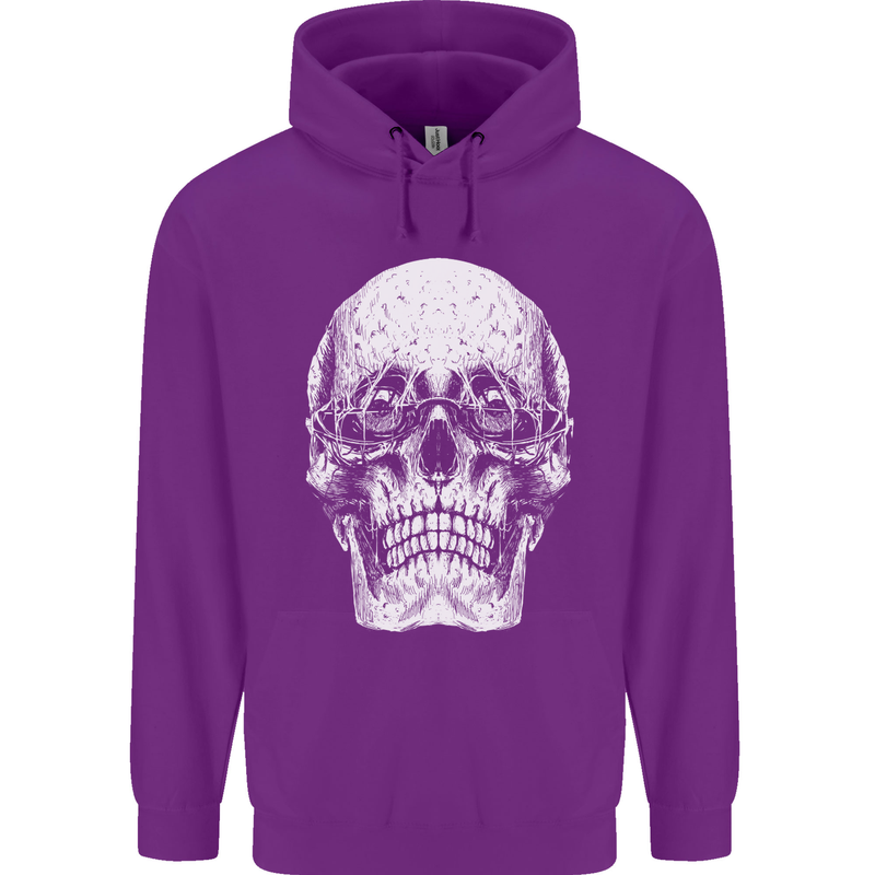 Old Man Skull With Glasses Gothic Biker Mens 80% Cotton Hoodie Purple