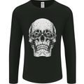 Old Man Skull With Glasses Gothic Biker Mens Long Sleeve T-Shirt Black