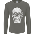 Old Man Skull With Glasses Gothic Biker Mens Long Sleeve T-Shirt Charcoal