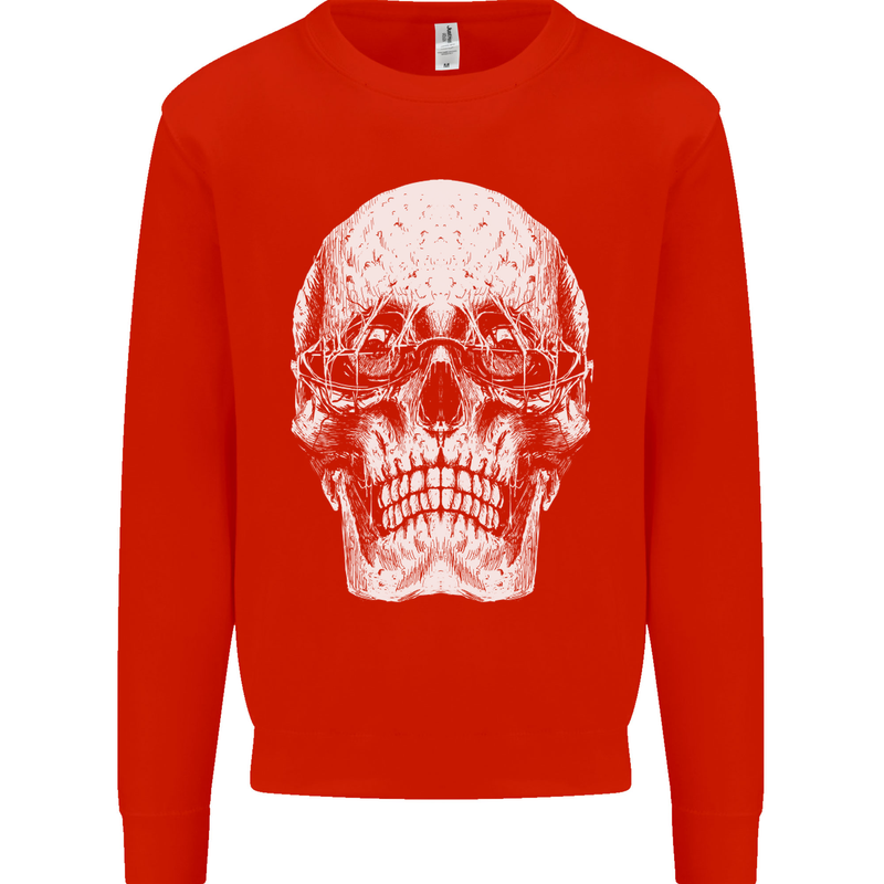 Old Man Skull With Glasses Gothic Biker Mens Sweatshirt Jumper Bright Red