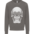 Old Man Skull With Glasses Gothic Biker Mens Sweatshirt Jumper Charcoal