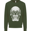 Old Man Skull With Glasses Gothic Biker Mens Sweatshirt Jumper Forest Green