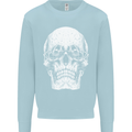 Old Man Skull With Glasses Gothic Biker Mens Sweatshirt Jumper Light Blue