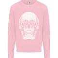 Old Man Skull With Glasses Gothic Biker Mens Sweatshirt Jumper Light Pink