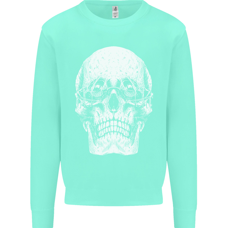 Old Man Skull With Glasses Gothic Biker Mens Sweatshirt Jumper Peppermint