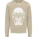Old Man Skull With Glasses Gothic Biker Mens Sweatshirt Jumper Sand