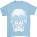 Old Man Skull With Glasses Gothic Biker Mens T-Shirt Cotton Gildan Light Blue