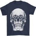 Old Man Skull With Glasses Gothic Biker Mens T-Shirt Cotton Gildan Navy Blue