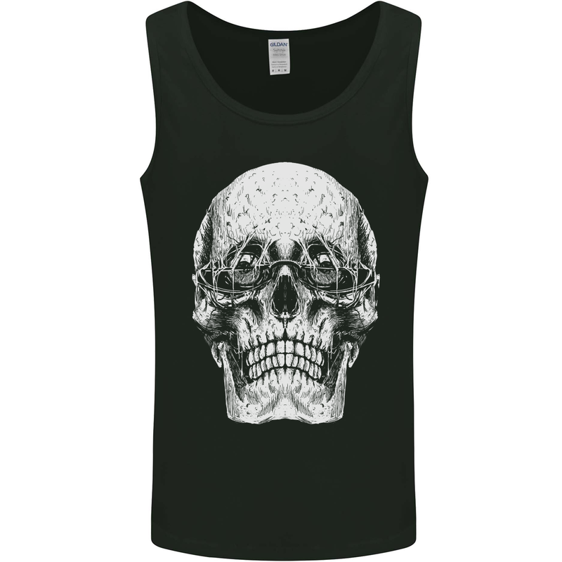 Old Man Skull With Glasses Gothic Biker Mens Vest Tank Top Black