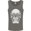 Old Man Skull With Glasses Gothic Biker Mens Vest Tank Top Charcoal