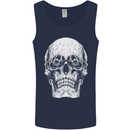 Old Man Skull With Glasses Gothic Biker Mens Vest Tank Top Navy Blue