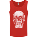 Old Man Skull With Glasses Gothic Biker Mens Vest Tank Top Red