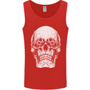 Old Man Skull With Glasses Gothic Biker Mens Vest Tank Top Red
